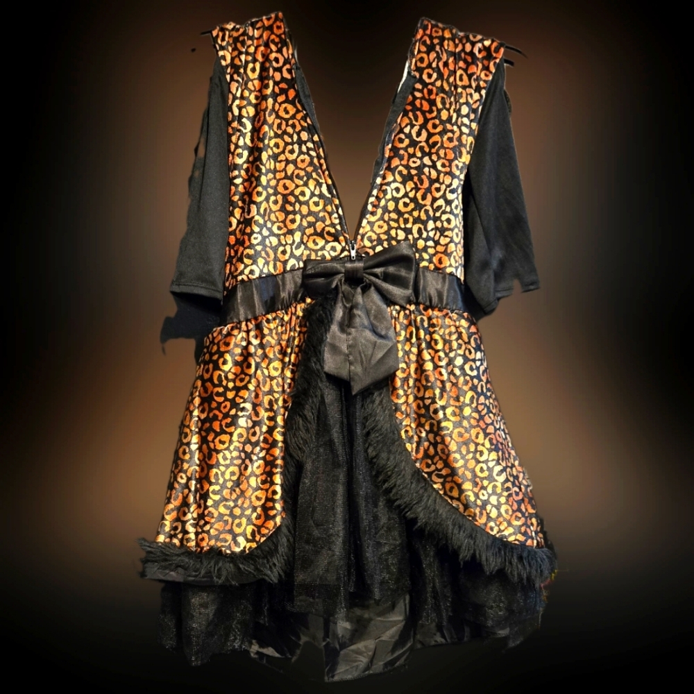 Leopard Dress Halloween Costume for Girls Dress and Tail XL (14-16)